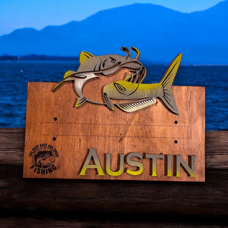 Fishing Rod Holder Personalized Wall Mount