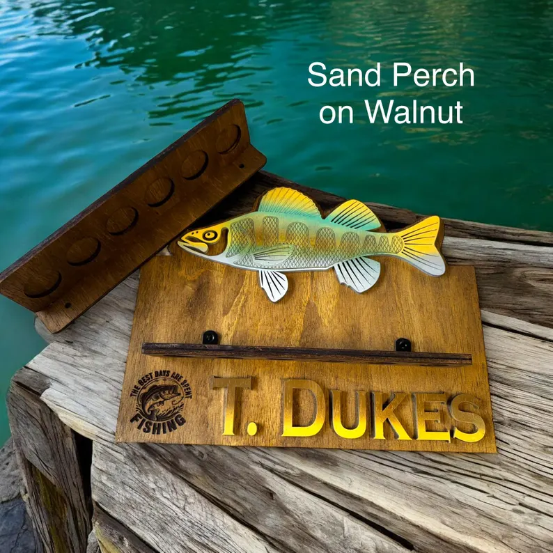 Fishing Rod Holder Personalized Wall Mount