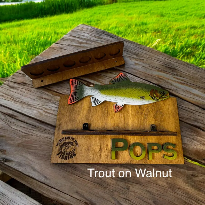 Fishing Rod Holder Personalized Wall Mount