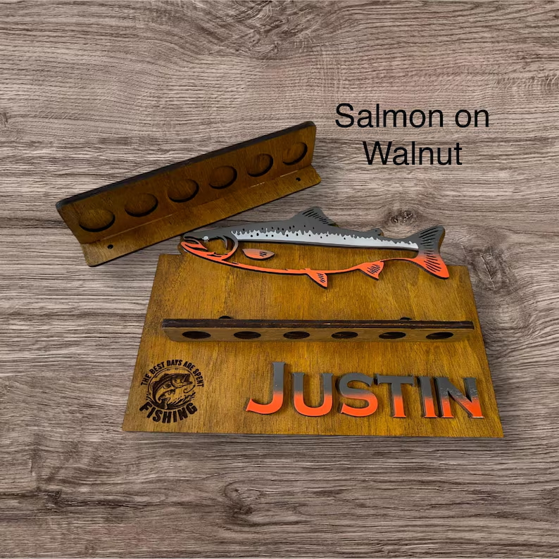 Fishing Rod Holder Personalized Wall Mount