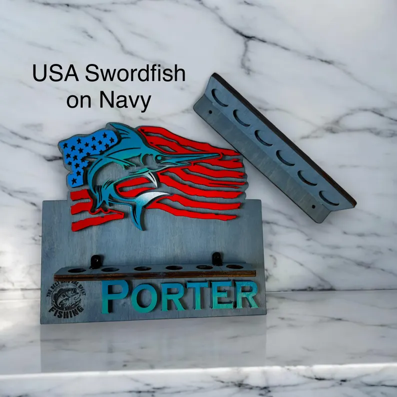 Fishing Rod Holder Personalized Wall Mount