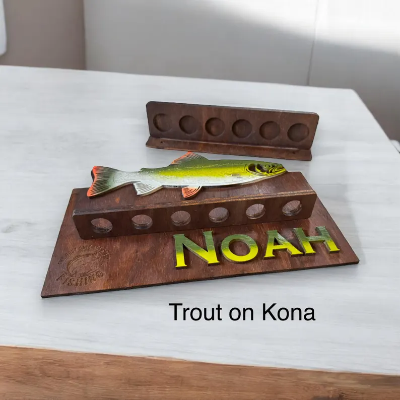 Fishing Rod Holder Personalized Wall Mount