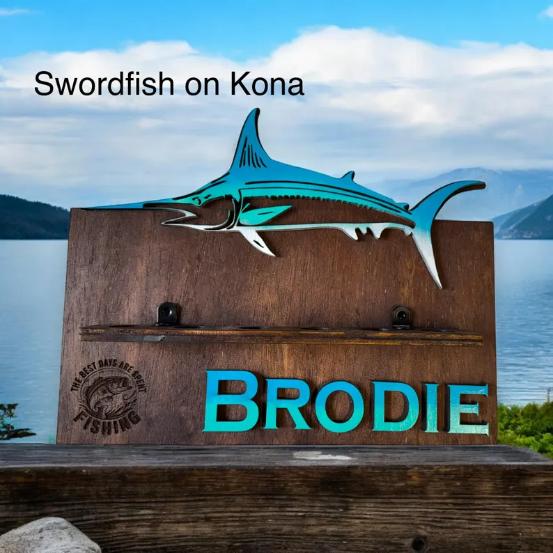 Fishing Rod Holder Personalized Wall Mount