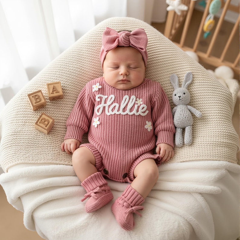 Personalized Embroidery Name Baby Romper Set