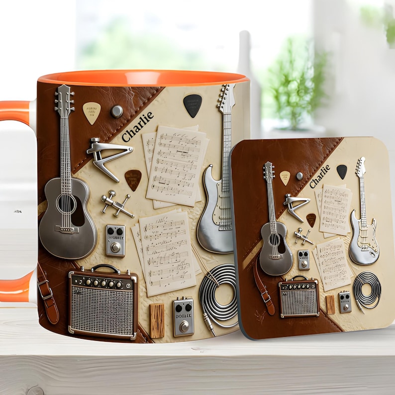 Custom Guitar Ceramic Coffee Mug - Gift for Music Lovers, Guitar Lovers, Guitar Player,