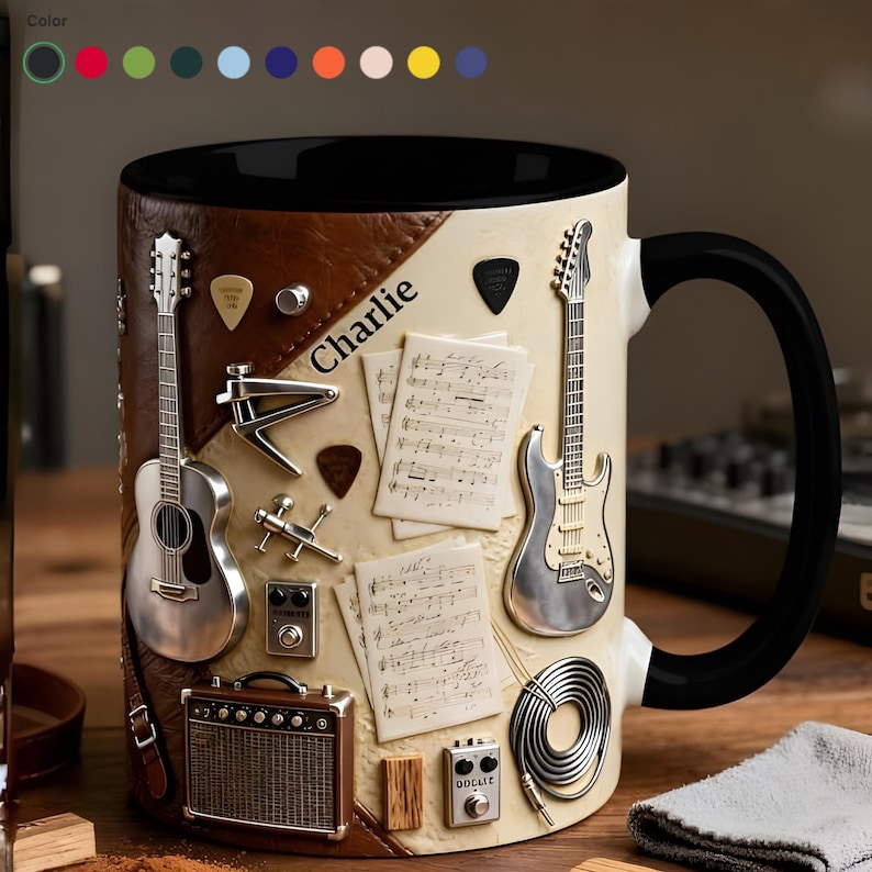 Custom Guitar Ceramic Coffee Mug - Gift for Music Lovers, Guitar Lovers, Guitar Player,