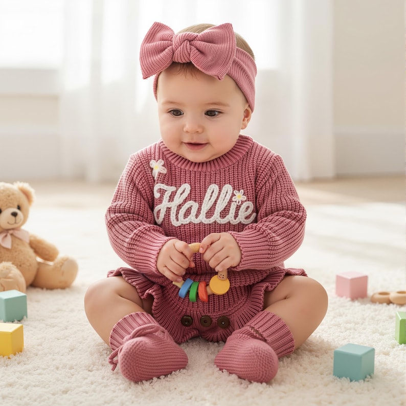 Personalized Embroidery Name Baby Romper Set