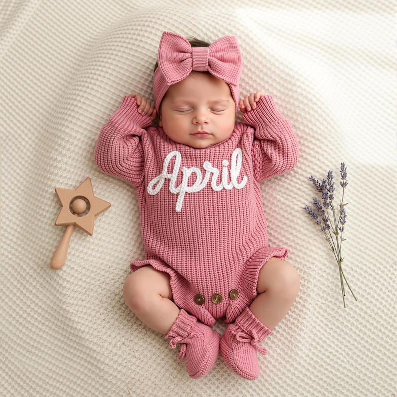 Personalized Embroidery Name Baby Romper Set