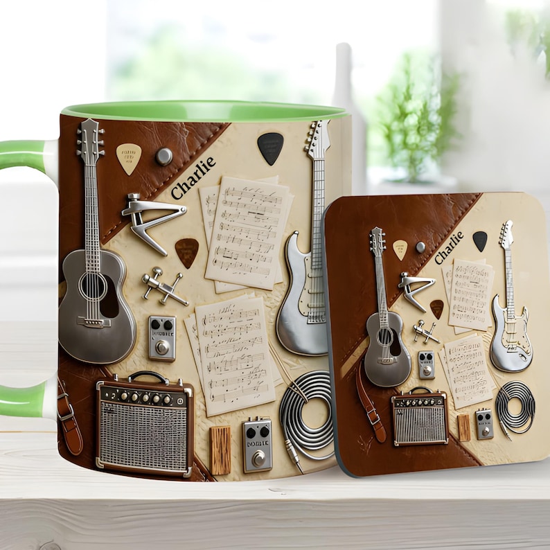 Custom Guitar Ceramic Coffee Mug - Gift for Music Lovers, Guitar Lovers, Guitar Player,