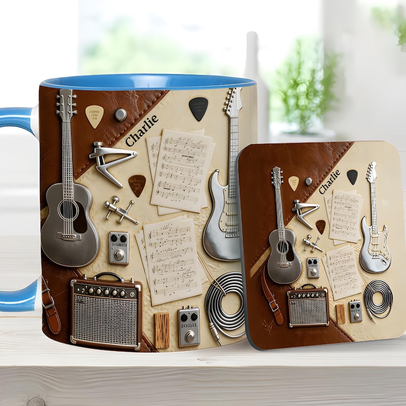 Custom Guitar Ceramic Coffee Mug - Gift for Music Lovers, Guitar Lovers, Guitar Player,
