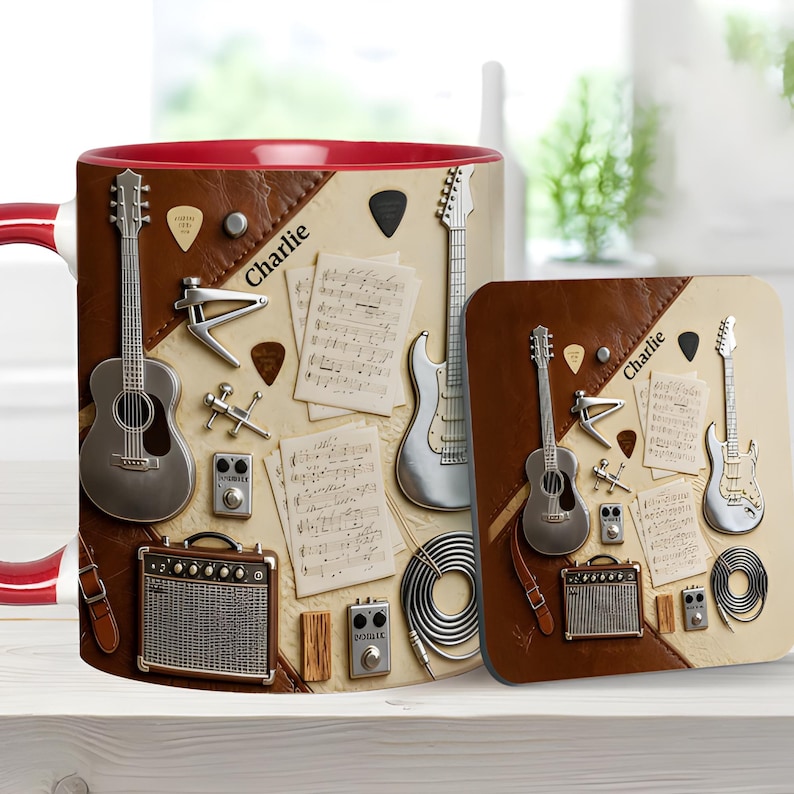 Custom Guitar Ceramic Coffee Mug - Gift for Music Lovers, Guitar Lovers, Guitar Player,