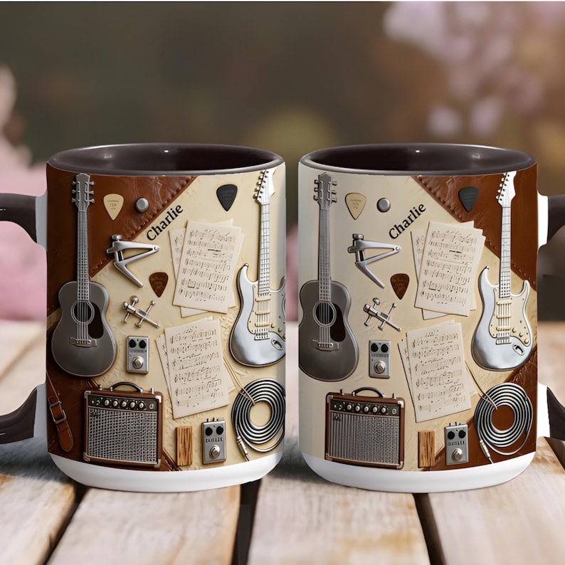 Custom Guitar Ceramic Coffee Mug - Gift for Music Lovers, Guitar Lovers, Guitar Player,