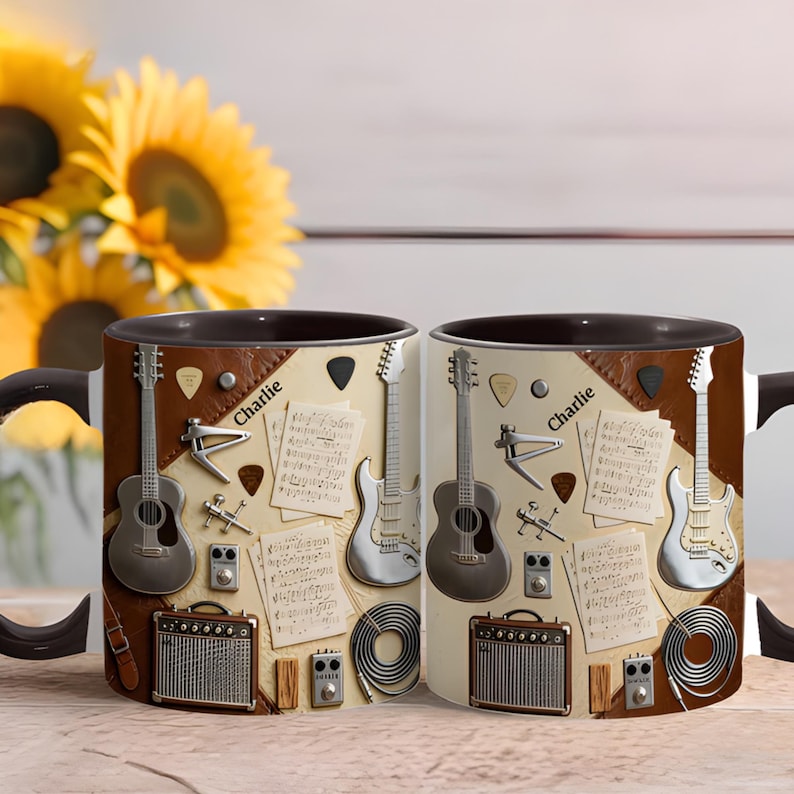 Custom Guitar Ceramic Coffee Mug - Gift for Music Lovers, Guitar Lovers, Guitar Player,
