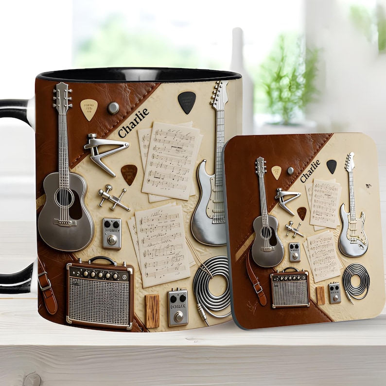 Custom Guitar Ceramic Coffee Mug - Gift for Music Lovers, Guitar Lovers, Guitar Player,