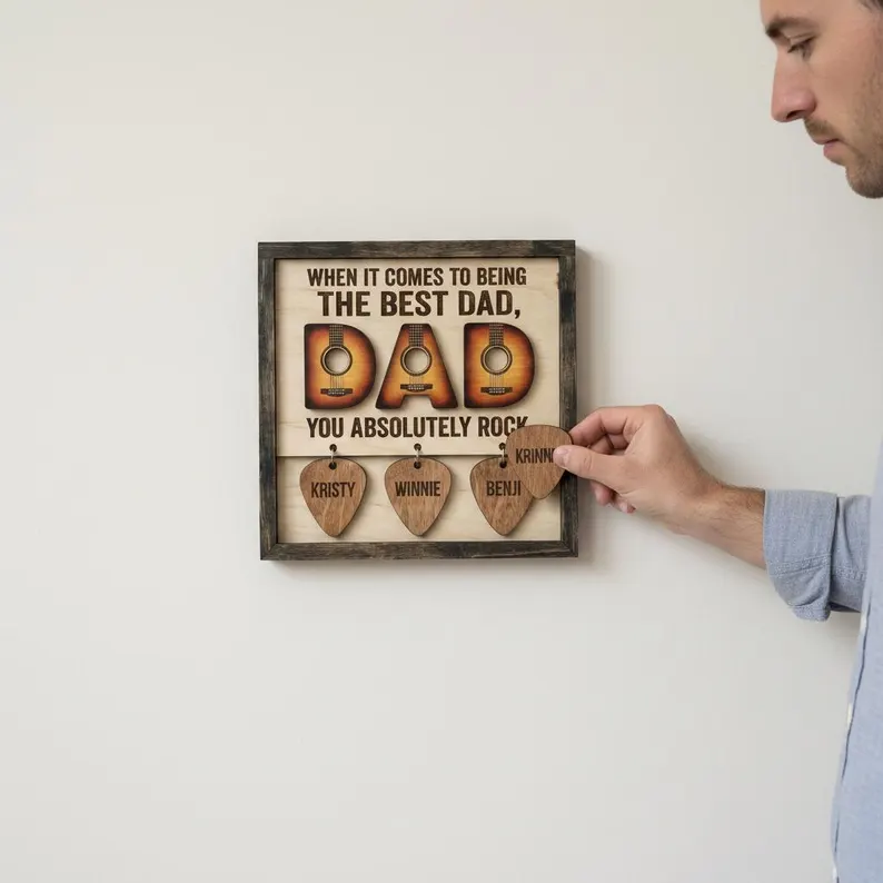 Personalized Dad Guitar Sign, Music Lover Dad Decor