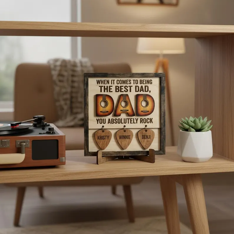 Personalized Dad Guitar Sign, Music Lover Dad Decor