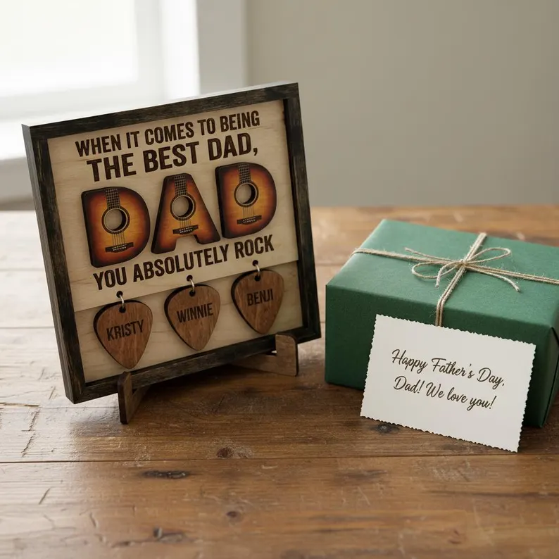 Personalized Dad Guitar Sign, Music Lover Dad Decor