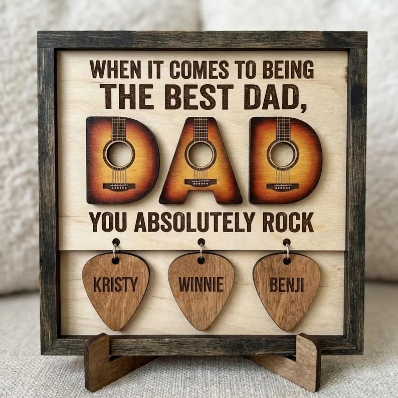 Personalized Dad Guitar Sign, Music Lover Dad Decor