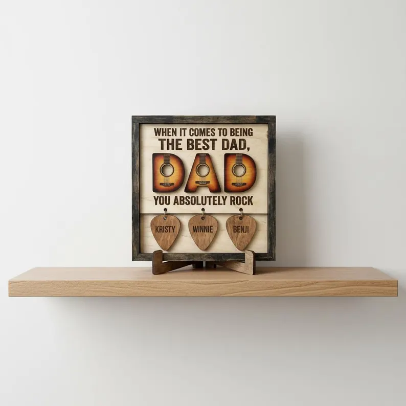 Personalized Dad Guitar Sign, Music Lover Dad Decor