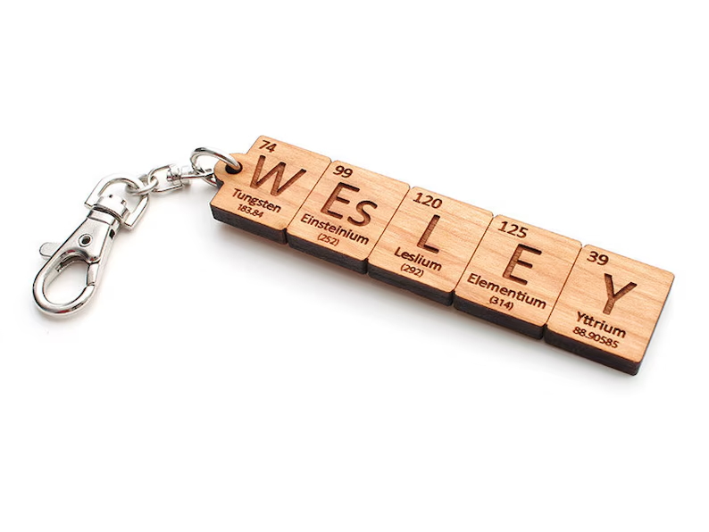 Custom Periodic Table Element Name Key Chain-Custom Chemistry Gift for Science Geeks and Teachers 