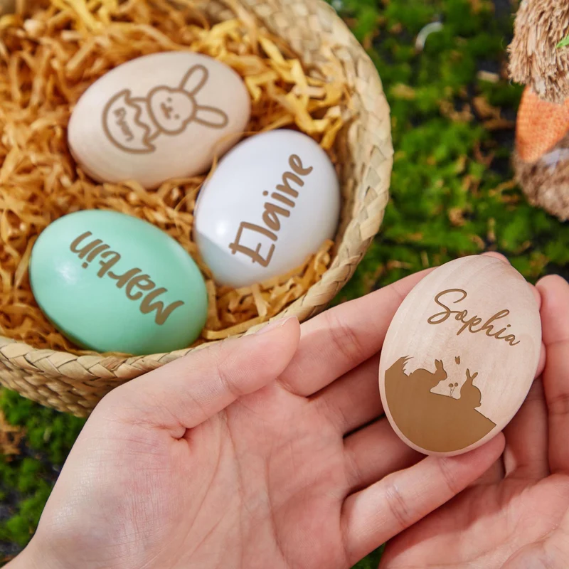 Custom Easter egg,Easter Basket Stuffers for Kids,Engraved Wood Easter Egg,Kids Custom Easter Egg,Egg Hunt,Easter Decorations,Easter Gift