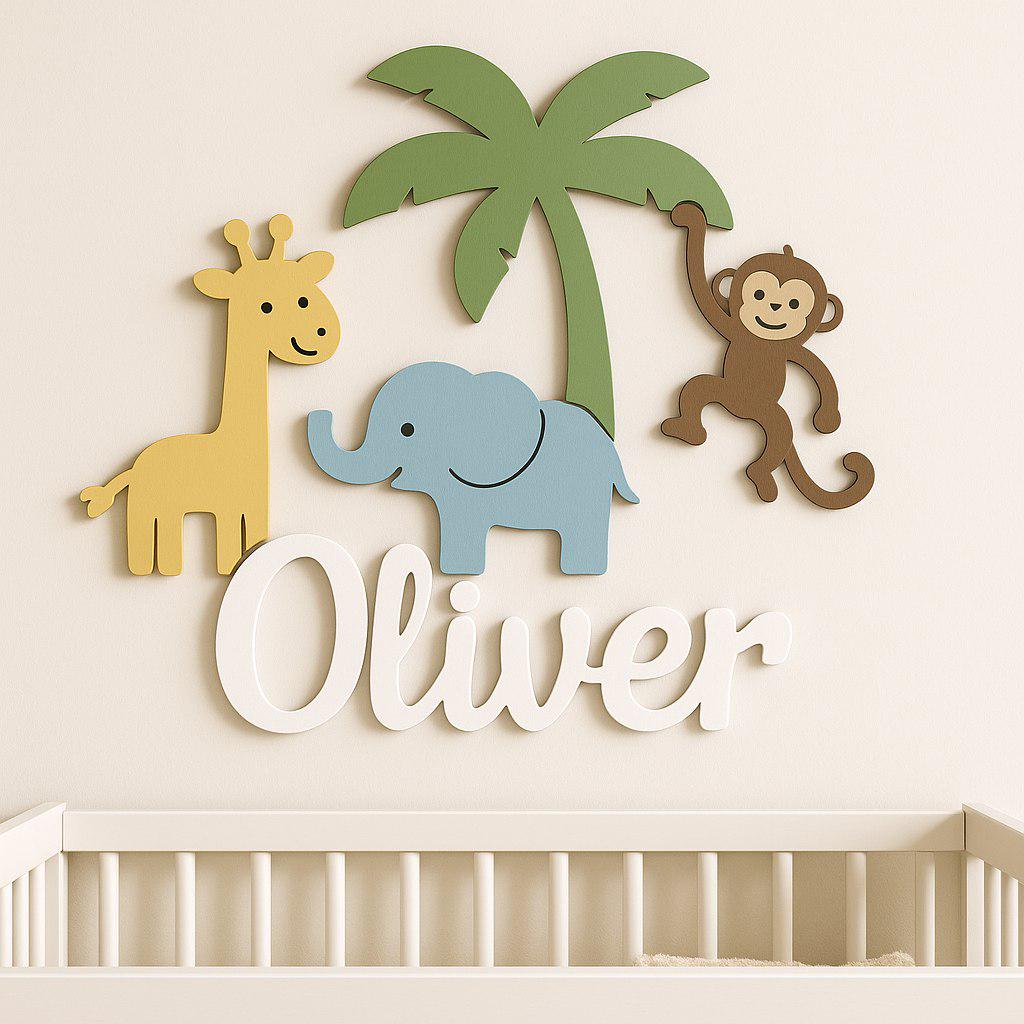 Personalized Wooden Nursery Name Sign – Custom Kids Room Wall Decor