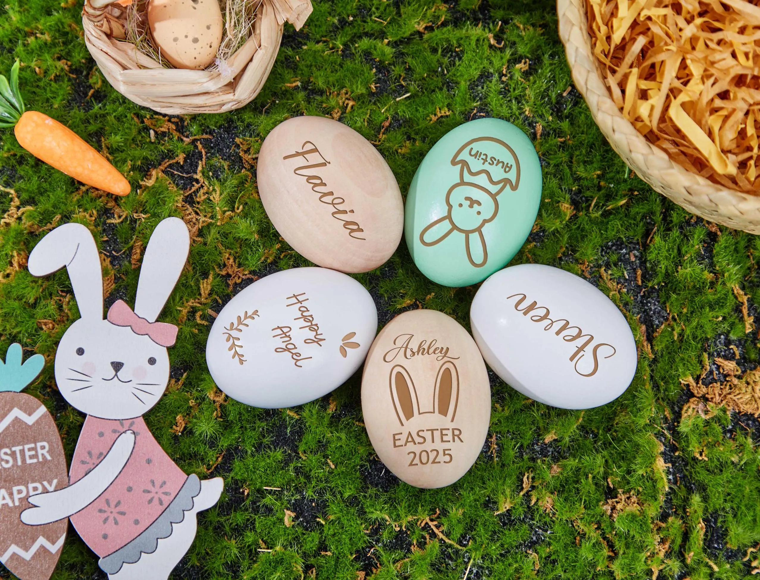 Custom Easter egg,Easter Basket Stuffers for Kids,Engraved Wood Easter Egg,Kids Custom Easter Egg,Egg Hunt,Easter Decorations,Easter Gift