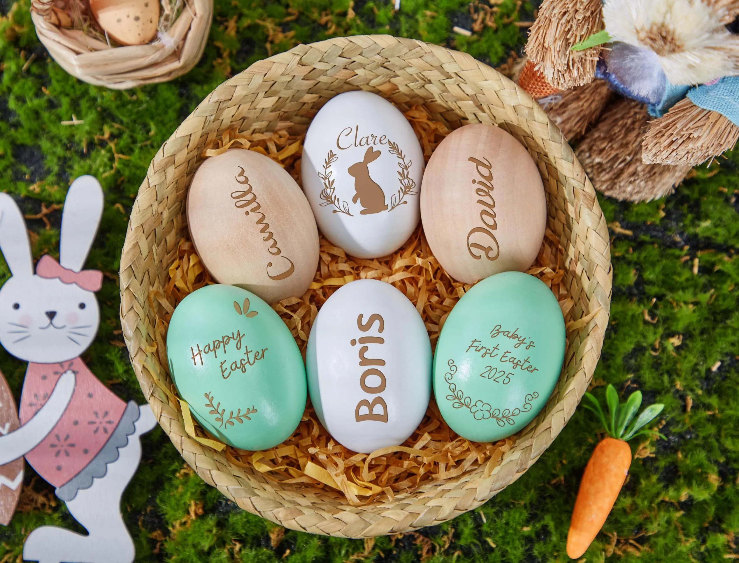 Custom Easter egg,Easter Basket Stuffers for Kids,Engraved Wood Easter Egg,Kids Custom Easter Egg,Egg Hunt,Easter Decorations,Easter Gift