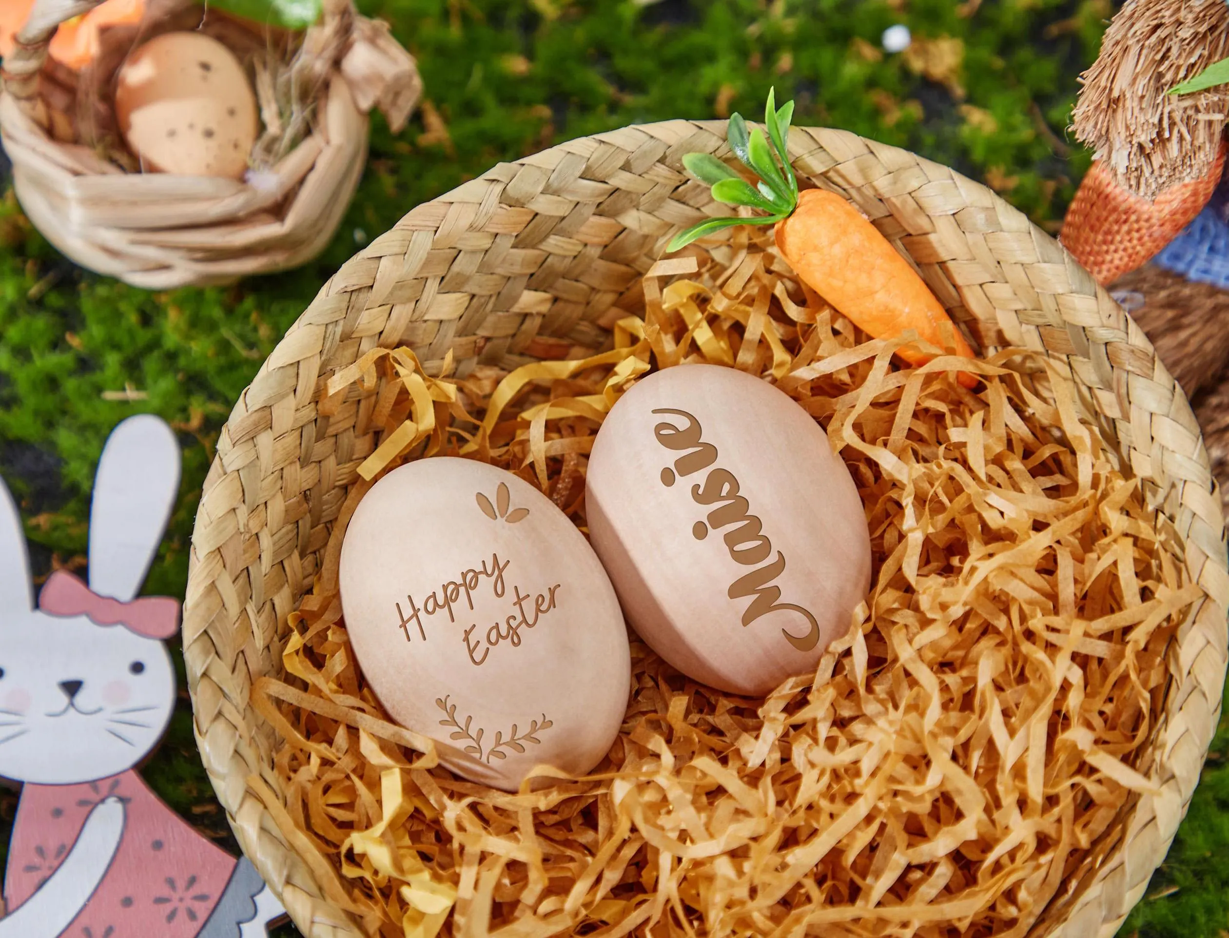 Custom Easter egg,Easter Basket Stuffers for Kids,Engraved Wood Easter Egg,Kids Custom Easter Egg,Egg Hunt,Easter Decorations,Easter Gift