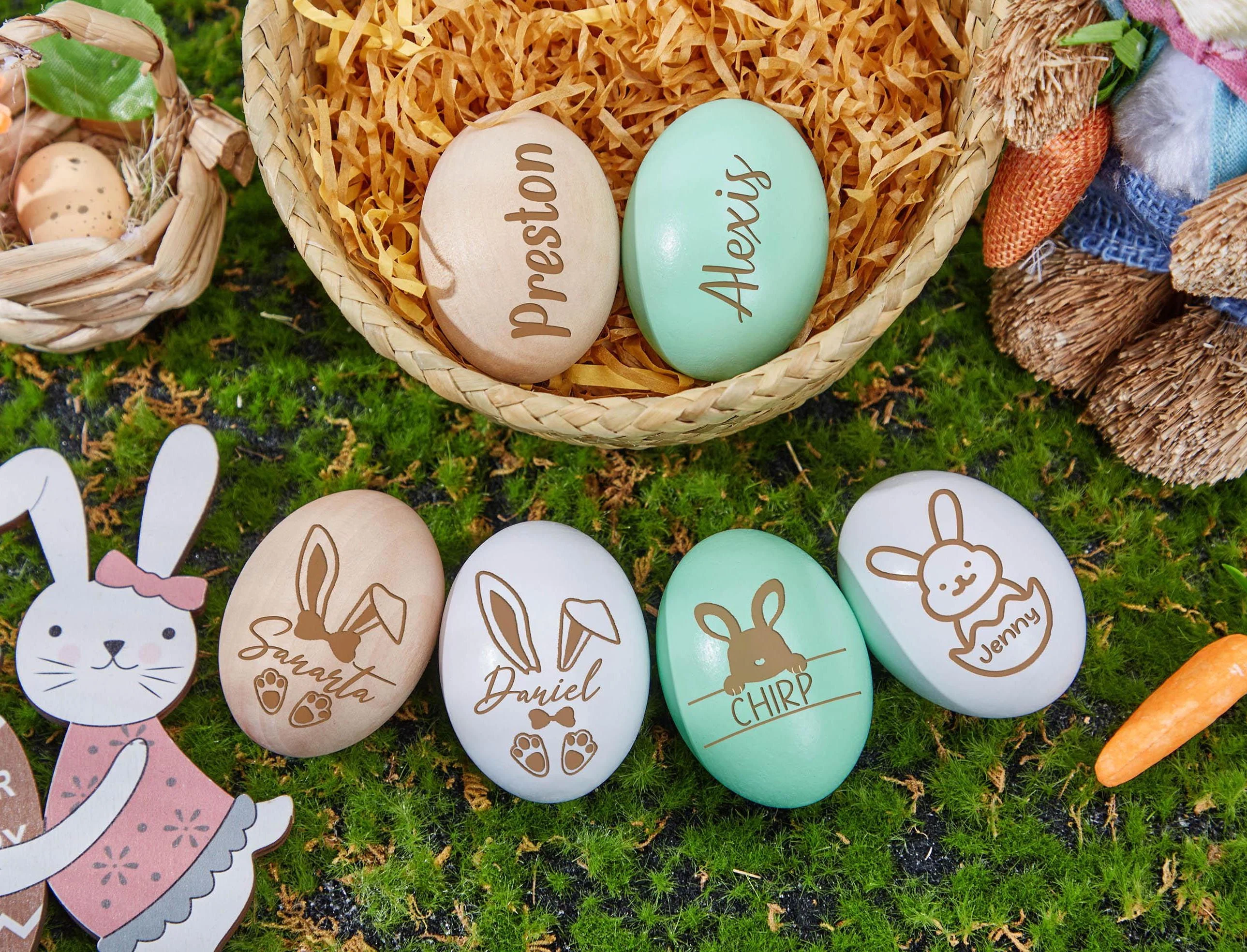 Custom Easter egg,Easter Basket Stuffers for Kids,Engraved Wood Easter Egg,Kids Custom Easter Egg,Egg Hunt,Easter Decorations,Easter Gift
