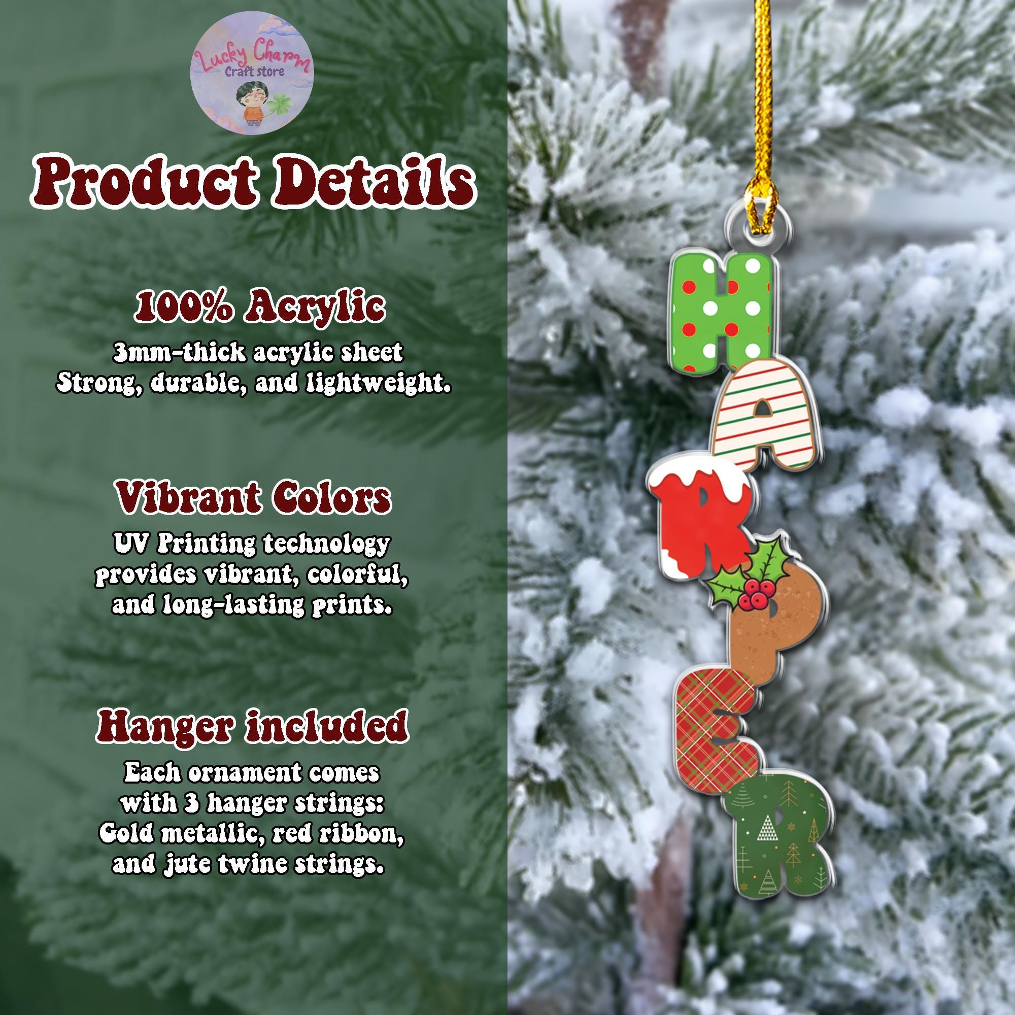  Personalized Christmas Name Letter Ornament 2025, Custom Christmas Tag, Stocking Tag, Custom Reindeer Name Ornament 🎄Free Personalization🎄