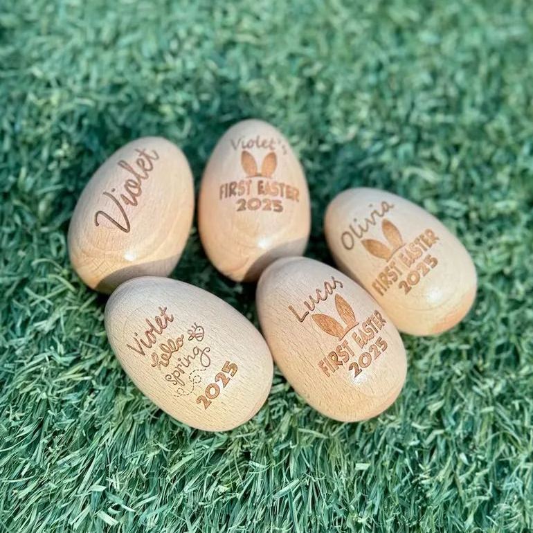 Personalized Musical Wooden Easter Egg Shakers, Engraved Egg Shaker Kids, Kids Musical Instrument, Easter Gifts, Baby First Easter