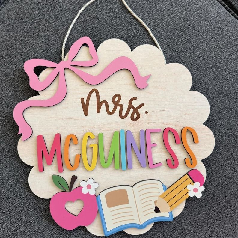 Personalized teacher gifts, teacher doorplates, teacher welcome signs, back-to-school gifts, first day of school decorations