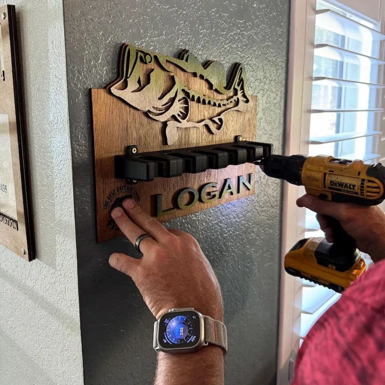 Fishing Rod Holder Personalized Wall Mount