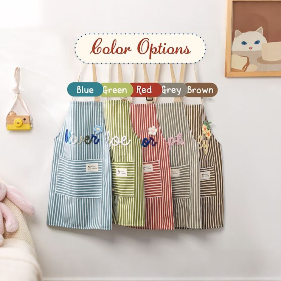 Personalize Crochet Embroidered Cooking Apron for Kids & Adult with name, perfect for cooking, gardening, painting, crafting 