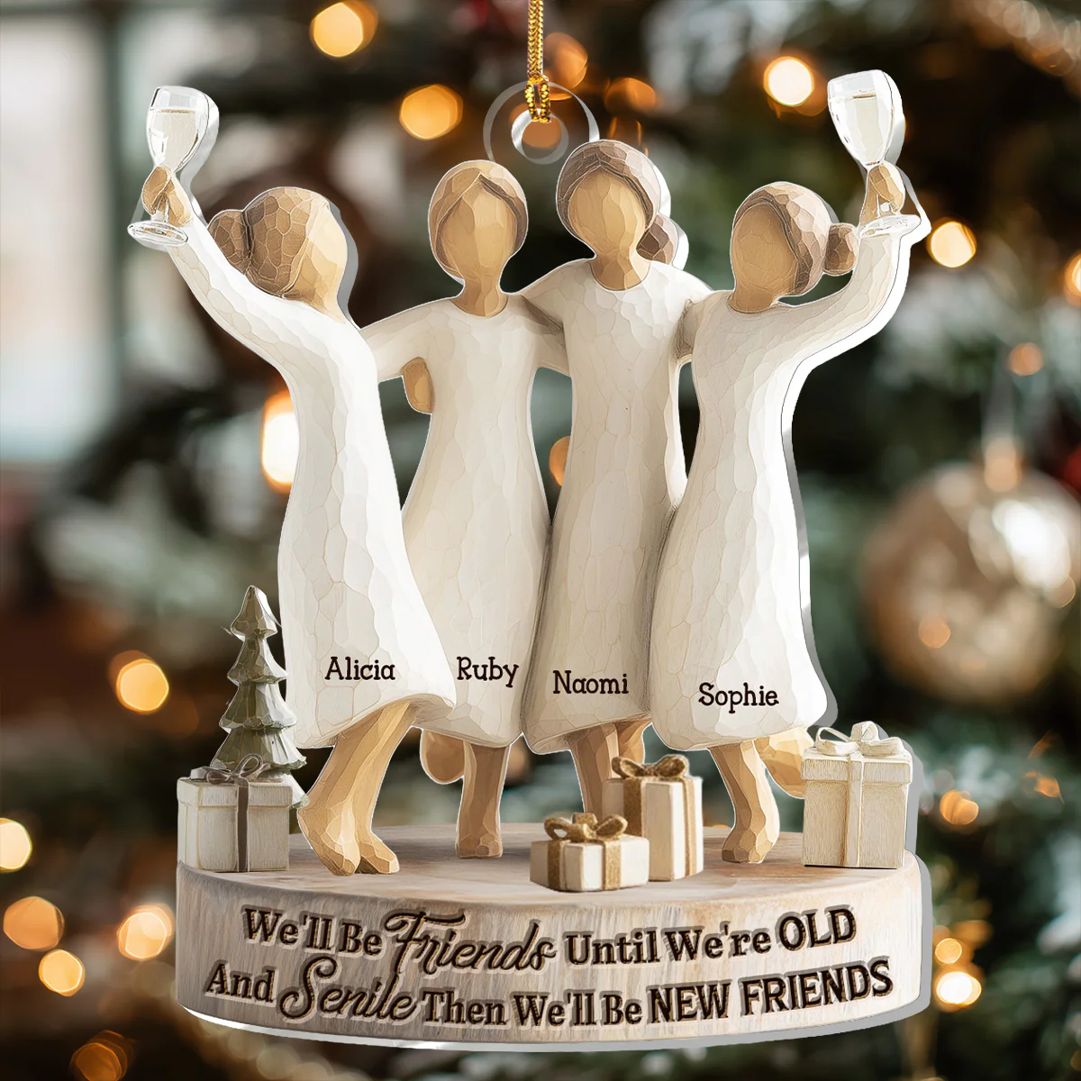 We'll Be Friends Until We're Old And Senile Acrylic Ornament, Friendship Gift For Friends