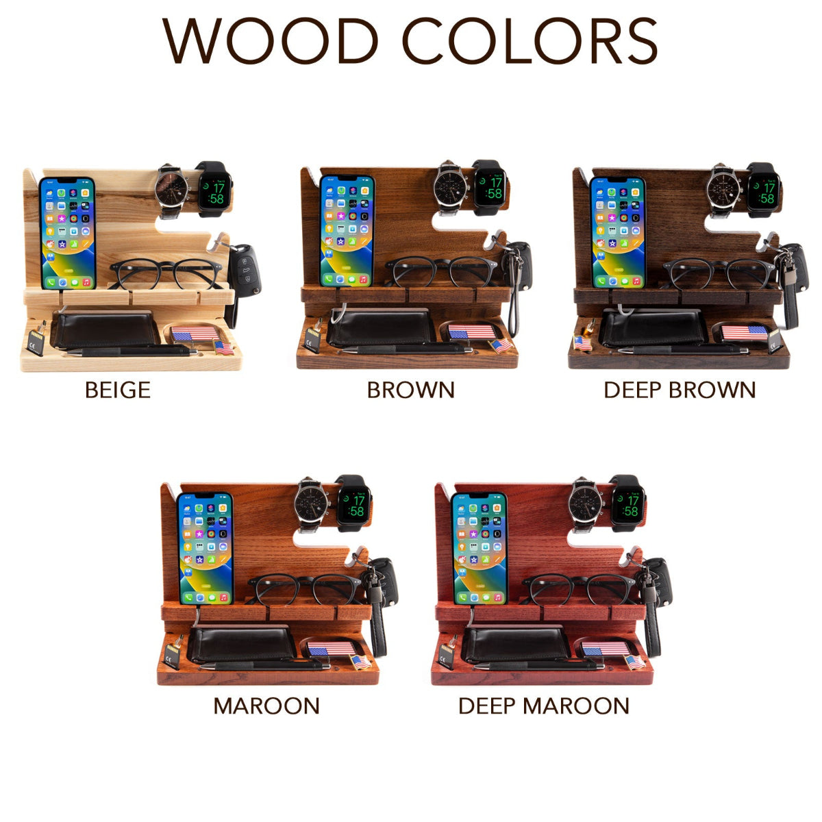 Wood personalized docking station for smartphone