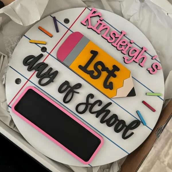 Personalized First/100th/Last Day of School Interchangeable Back to School Sign Prop For Kids Gift Ideas