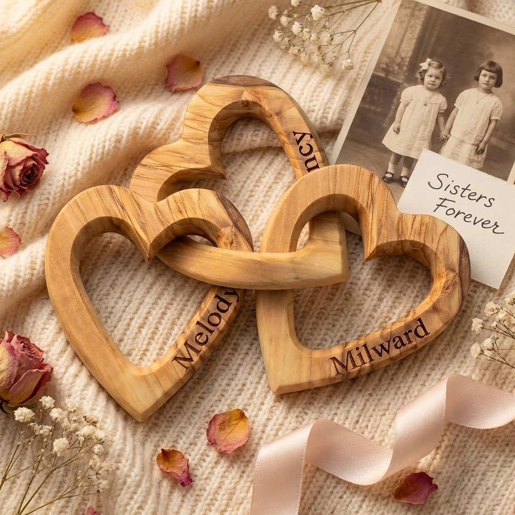 Personalized Interlocking Hearts - Celebrates Friendships Sisters