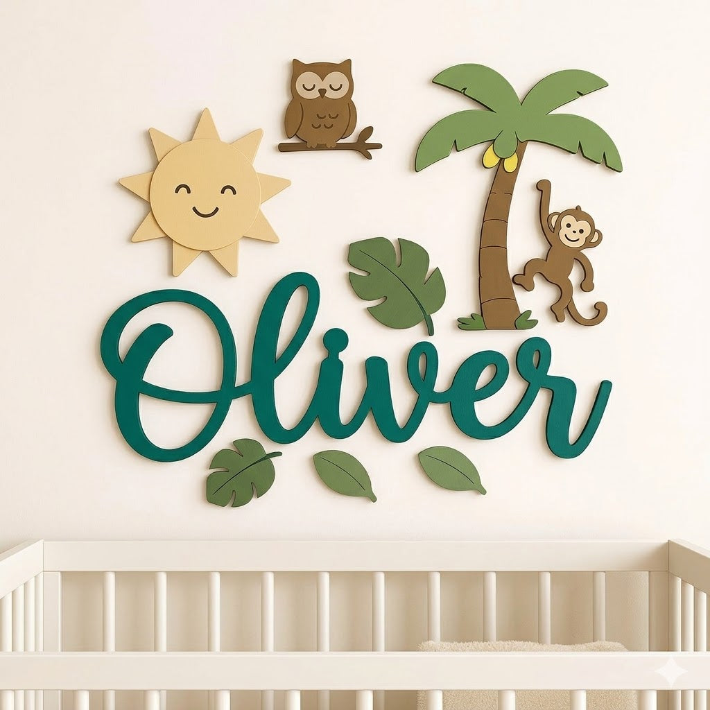 Personalized Wooden Nursery Name Sign – Custom Kids Room Wall Decor