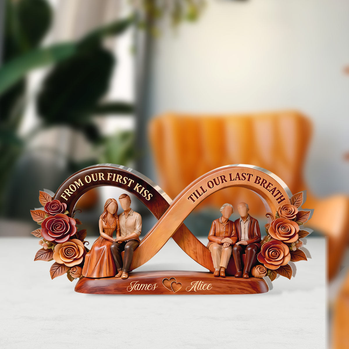 From Our First Kiss Till Our Last Breath - Personalized Custom Plaque