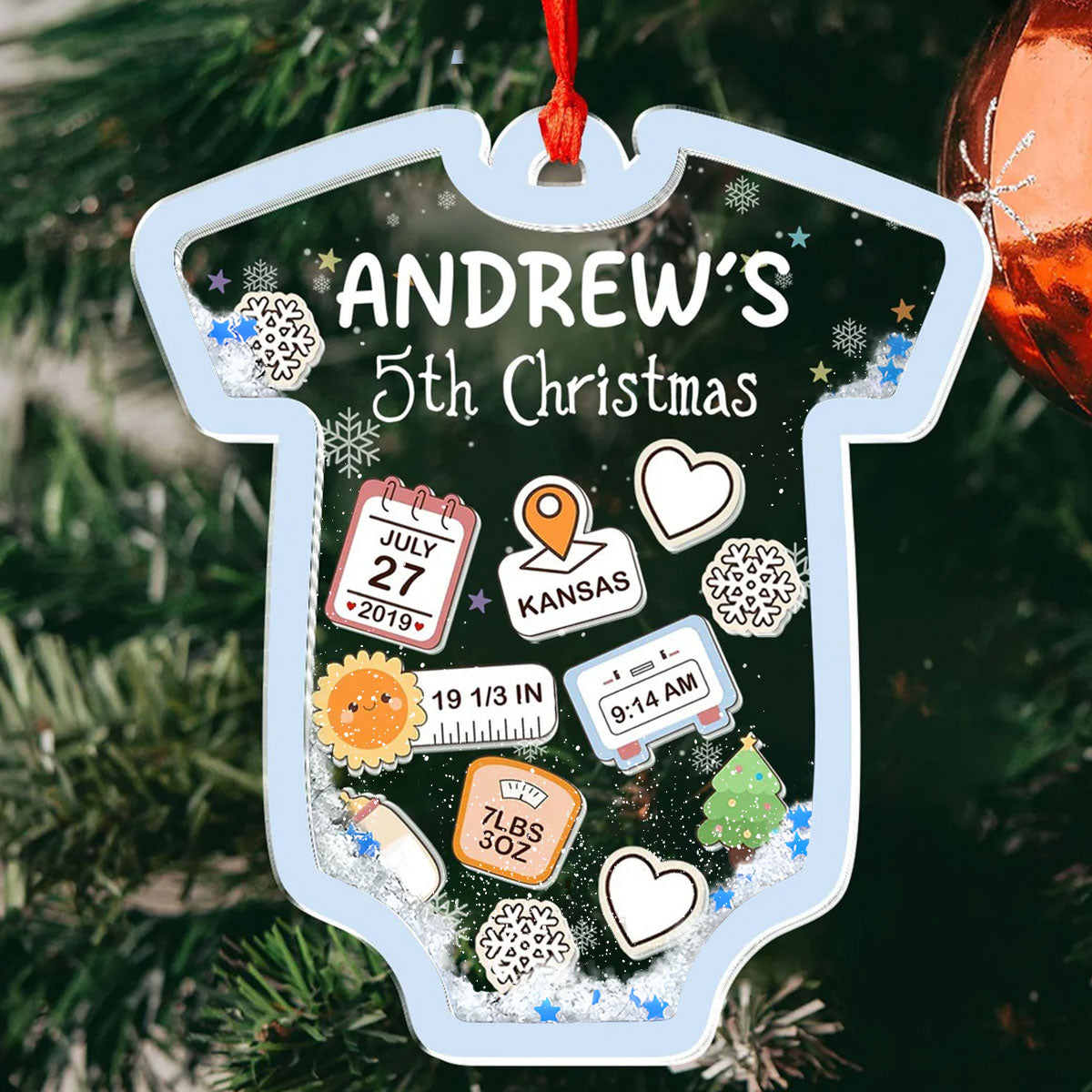 Baby 1st Christmas - Personalized 3 Layered Christmas Shaker Ornament