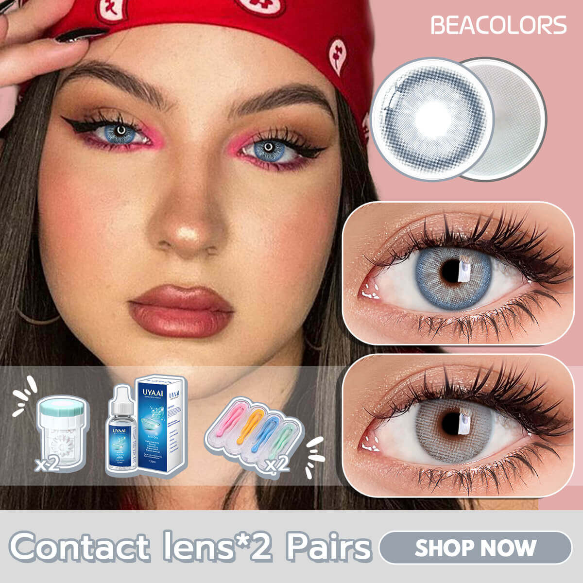 2 Pairs Of Angelic Bliss Blue+Greyish Grey Contacts Sets Colored contact lenses -Shop Now!