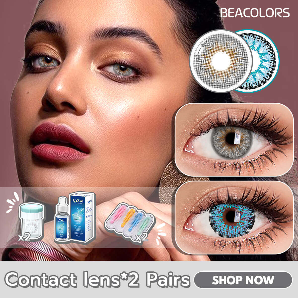 2 Pairs Of Vika Blue+Wolf Grey Contacts Sets Colored contact lenses -Shop Now!