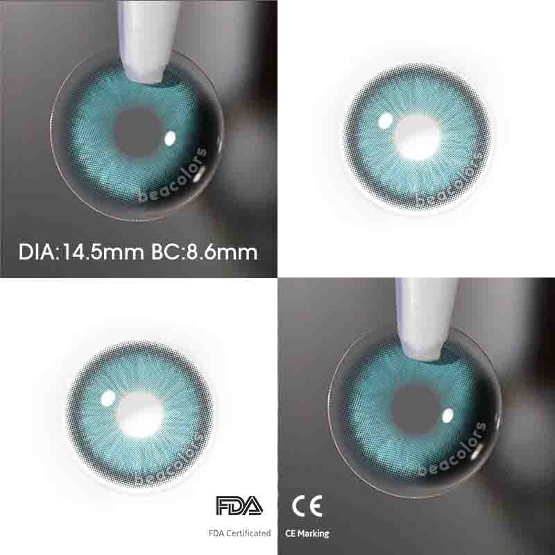 【New】1 Day 2 Pcs | Beacolors Nagini Cyan Prescription Trial  Colored contact lenses -BEACOLORS