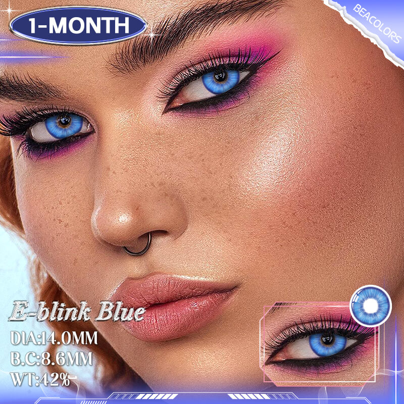 1-Month* E-blink Blue Colored contact lenses -Shop Now!