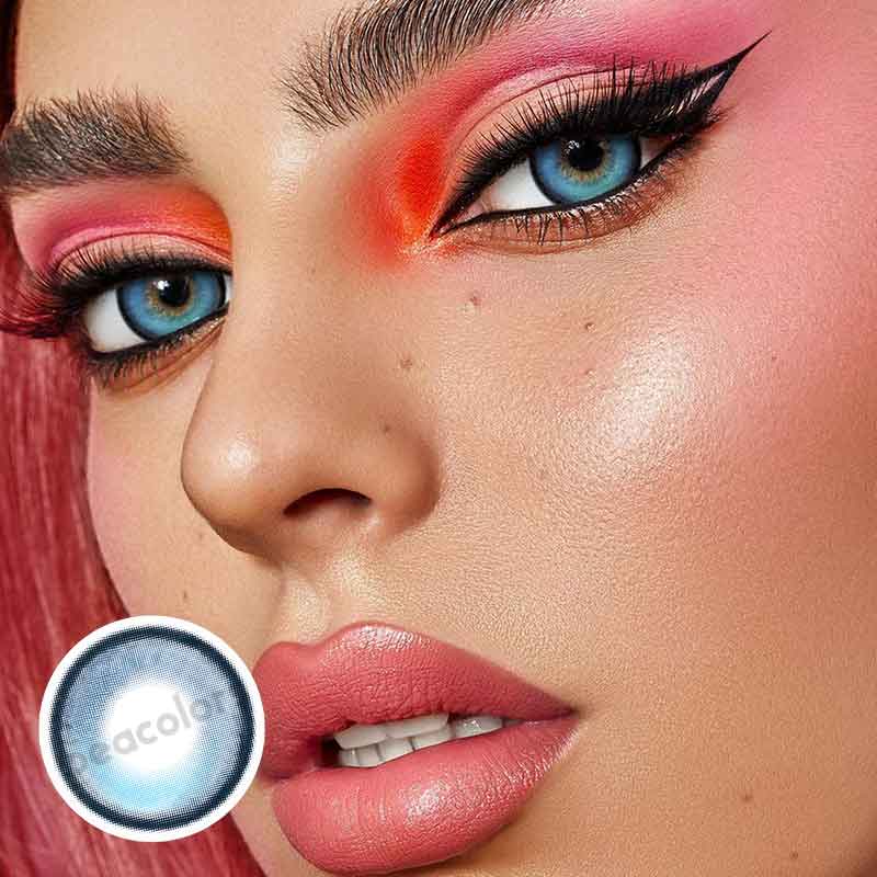 【New】【Prescription】Beacolors Bubble Blue Colored contact lenses -BEACOLORS