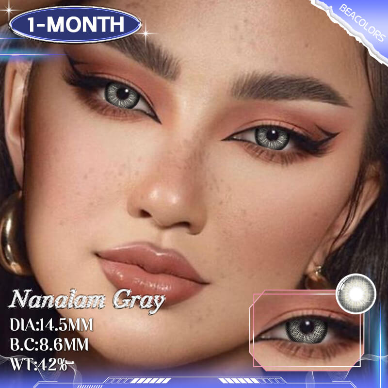 1-Month* Nanalam Gray Colored contact lenses -BEACOLORS