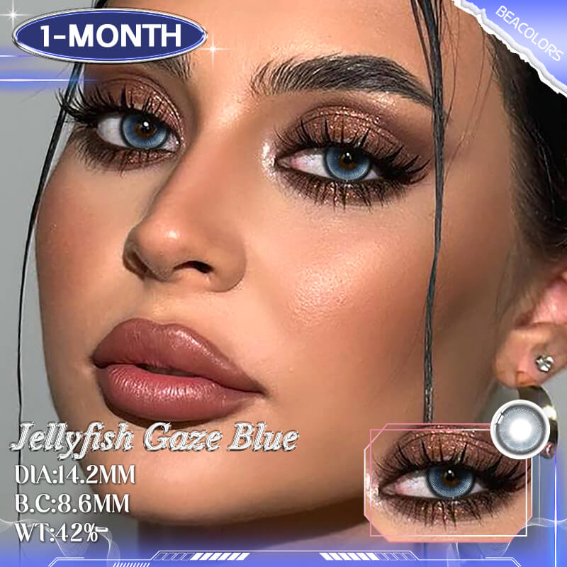 1-Month*Jellyfish Gaze Blue Colored contact lenses -Shop Now!