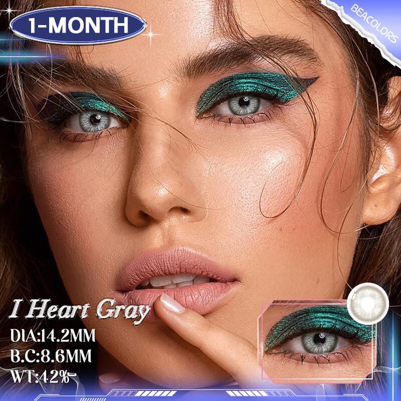 1-Month*I Heart Gray Colored contact lenses -Shop Now!